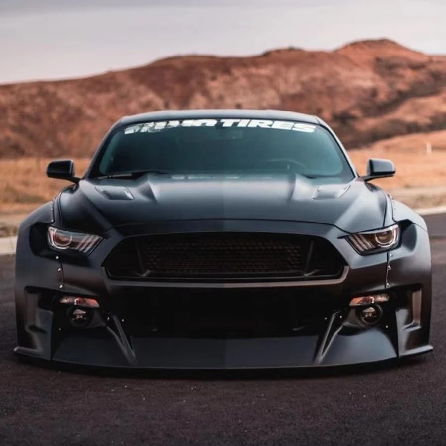 For Mustang Wide Body Kit with Front Rear Fenders Flares Side Skirts Spoiler Front Lip